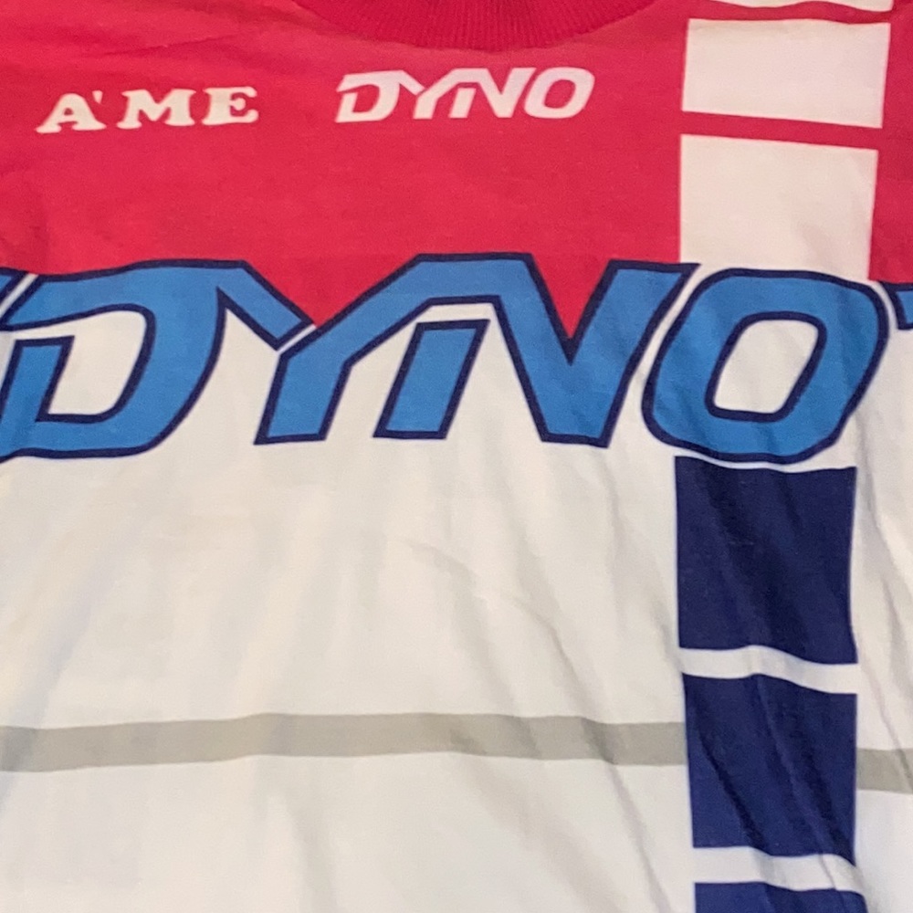 Classic original 80s Dyno Bicycles Factory Jersey. Size Adult L.see measurements